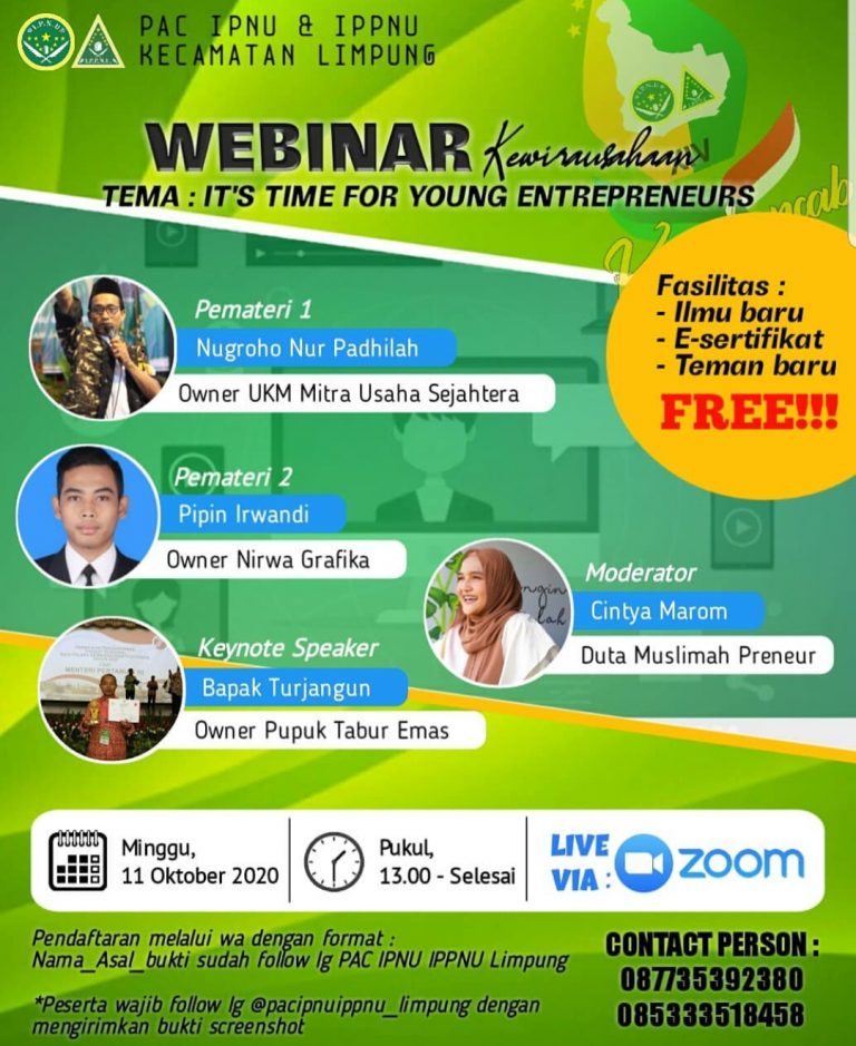 Tumbuhkan Semangat Berwirausaha IPNU IPPNU Limpung selenggarakan Webinar Kewirausahaan